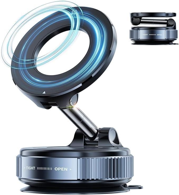 Phone ring light with adjustable stand on a white background